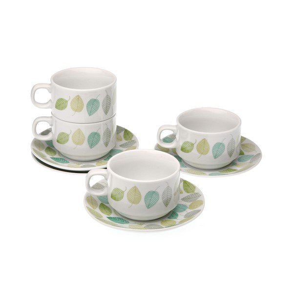 Leaf 4 db-os csésze és csészealj készlet, állvánnyal - Versa-image-1