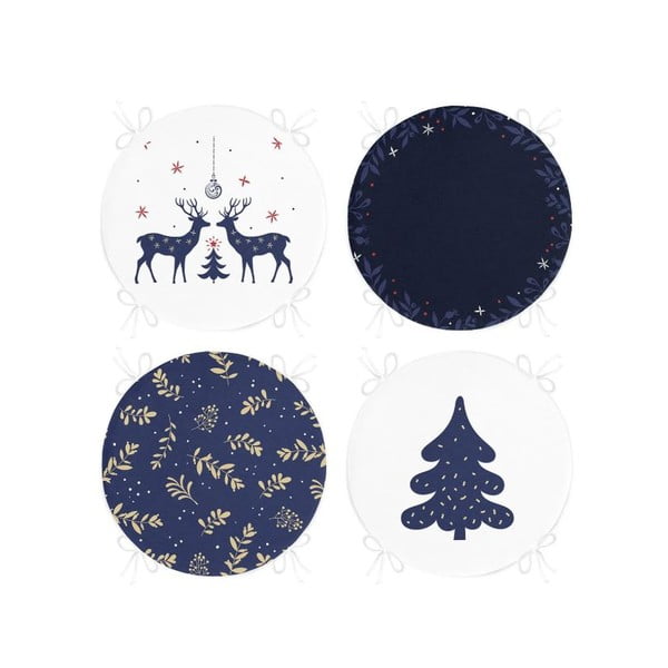 Székpárna szett karácsonyi mintával  4 db-os  ø 40 cm Blue Christmas – Mila Home