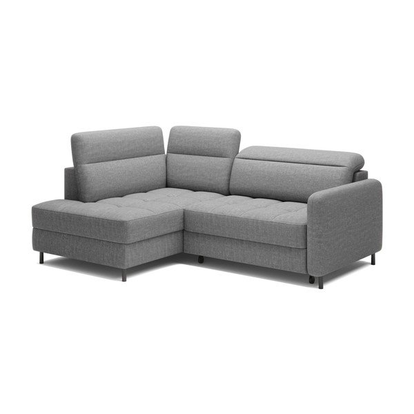 Szürke bársony kinyitható-tárolóhelyes sarokkanapé (bal oldali-L alakú) Barea – ELTAP-image-2