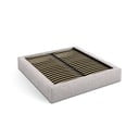 Bézs kárpitozott ágyneműtartós franciaágy ágyráccsal 160x200 cm Simon – Micadoni 