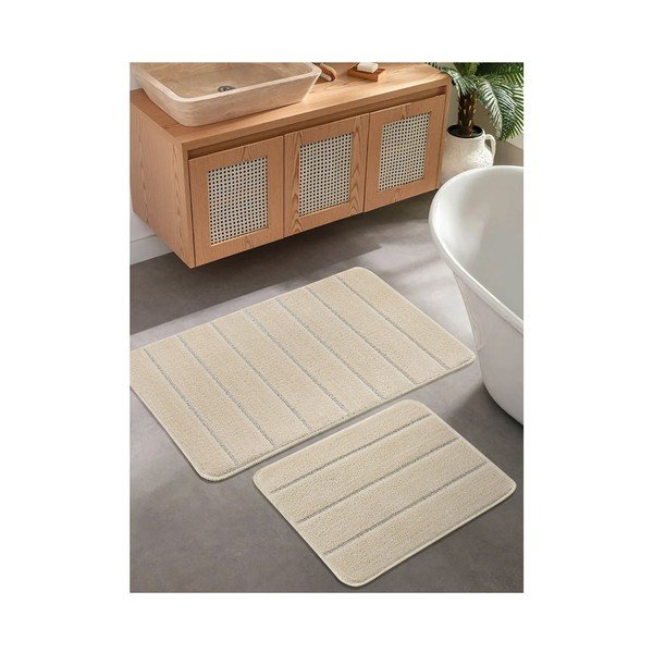 Krémszínű fürdőszobai kilépő szett 2 db-os 50x80 cm Yeni Cizgli – Foutastic-image-1