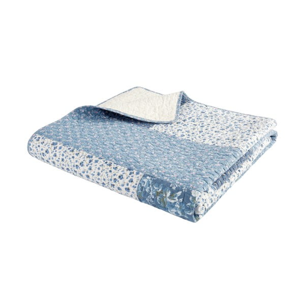 Kék pamut steppelt ágytakaró 220x230 cm Floral Patchwork – Bianca-image-2