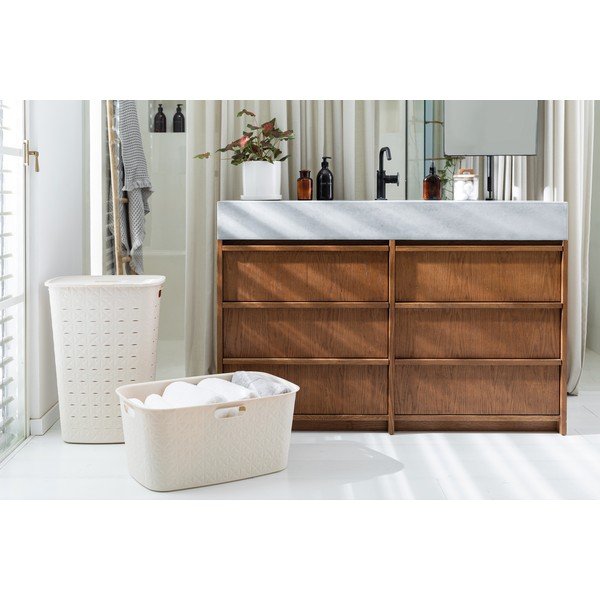 Krémszínű műanyag szennyeskosár 56 l Softex – Curver-image-1