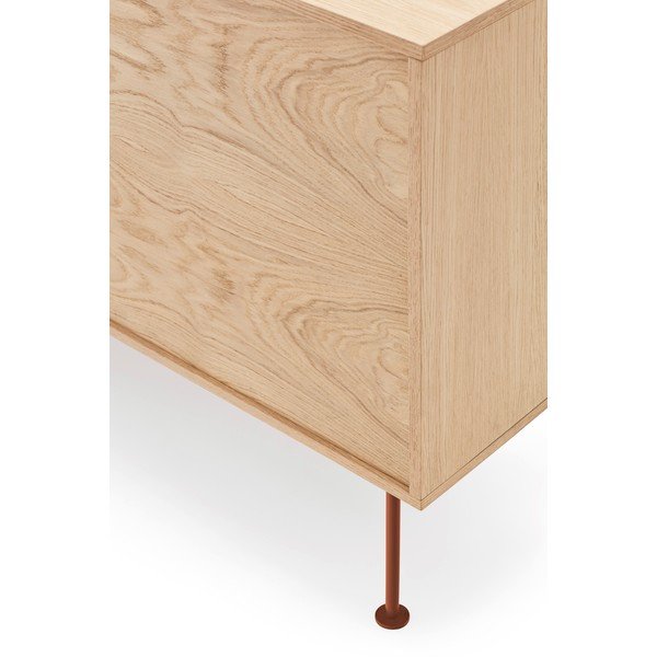 Yoko téglavörös komód tölgyfa dekorral, szélesség 180 cm - Teulat-image-1