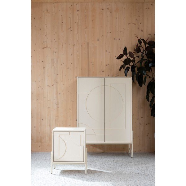 Krémszínű szekrény tölgyfa dekorral 100x140x45 cm Faces – Zuiver-image-3