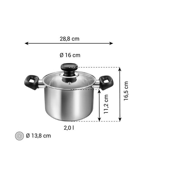 Indukciós tűzhelyhez alkalmas rozsdamentes acél edény fedővel 2 l Brava – Tescoma-image-3