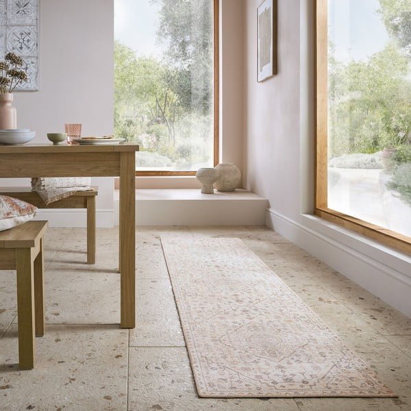 Krémszínű mosható futószőnyeg 60x230 cm Teo Traditional – Flair Rugs-image-1