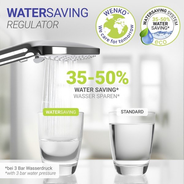 Fényes ezüstszínű műanyag zuhanyfej ø 12 cm Water Saving – Wenko-image-2
