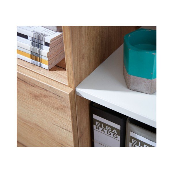 Fehér könyvespolc tölgyfa dekorral 85x120 cm Lioni - Germania-image-4