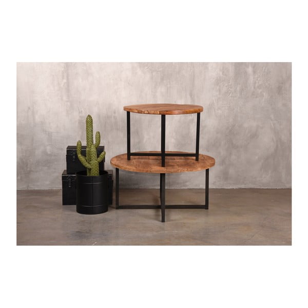 Dex fekete dohányzóasztal mangófa asztallappal, ø 60 cm - LABEL51-image-2