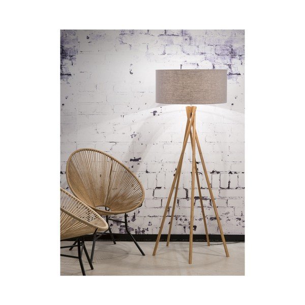 Kilimanjaro állólámpa világosszürke búrával és bambusz lámpatesttel - Good&Mojo-image-3