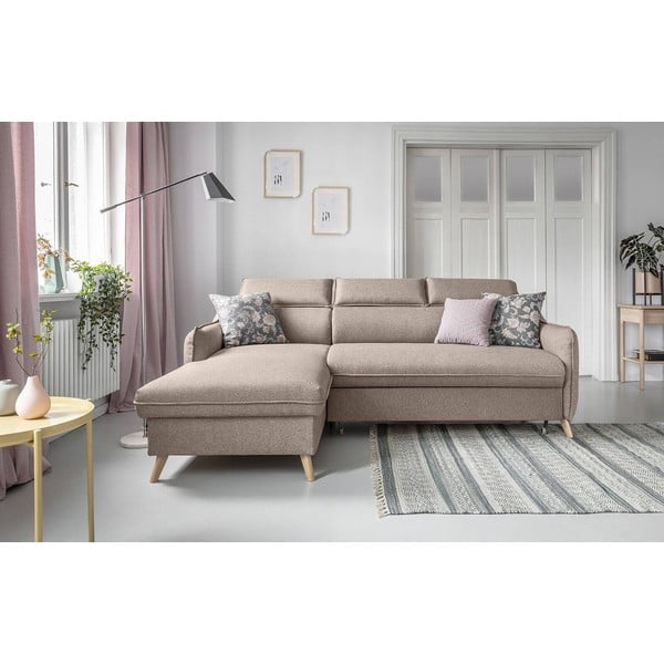 Bézs kinyitható sarokkanapé (bal oldali) Sweet Harmony – Miuform-image-1
