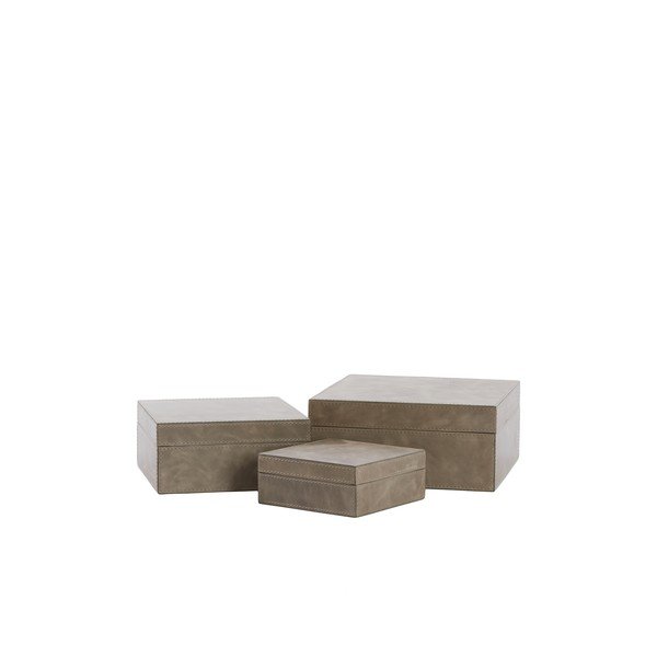 Fedeles-dekoratív bőr tárolódoboz szett 3 db-os Kae – Light & Living-image-3