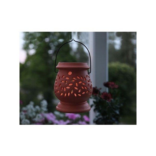 Clay piros kültéri kerámia LED lámpás, magasság 14 cm - Star Trading-image-2