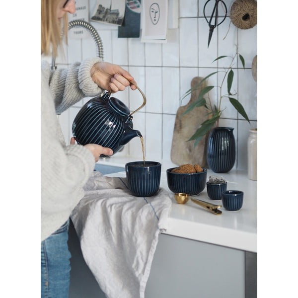 Hammershoi sötétkék porcelán teáskanna, 1,2 l - Kähler Design-image-1