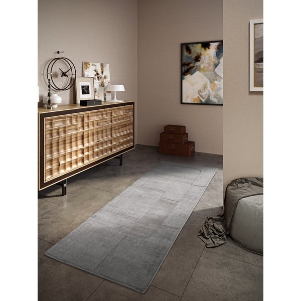 Szürke kézi szövésű gyapjú futószőnyeg 80x250 cm Charlotte – Villeroy&Boch-image-1