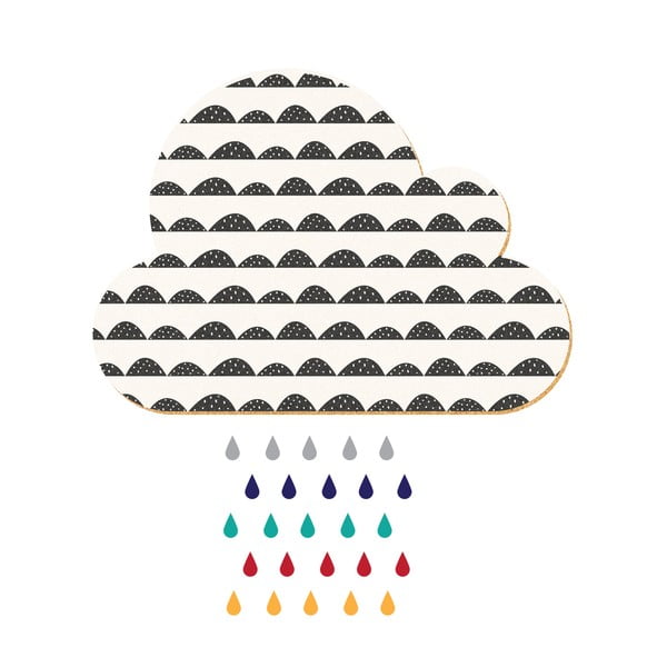 White Cloud With Colorful Drops öntapadós üzenőtábla, 57 x 40 cm - Dekornik