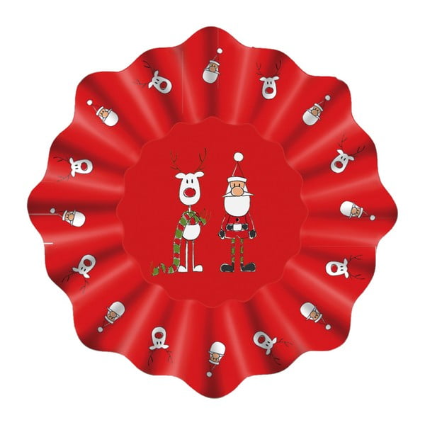 Xmas Plate Rudi Scarf piros üvegtányér karácsonyi motívummal, ⌀ 32 cm - PPD