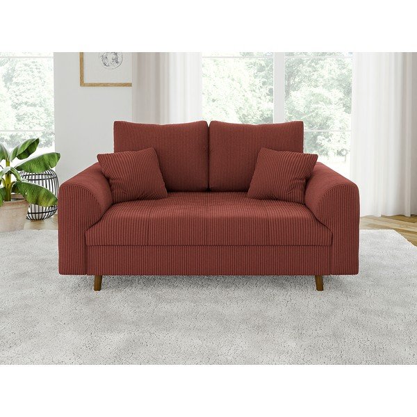 Téglavörös kordbársony kanapé 150 cm Ariella – Ropez-image-1
