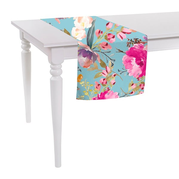 Butterflies Blossom kék asztali futó, 140 x 40 cm - Mike & Co. NEW YORK