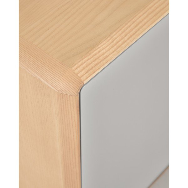 Szürke-natúr színű komód kőrisfa dekorral 99x78,5x42 cm Anielle – Kave Home-image-4