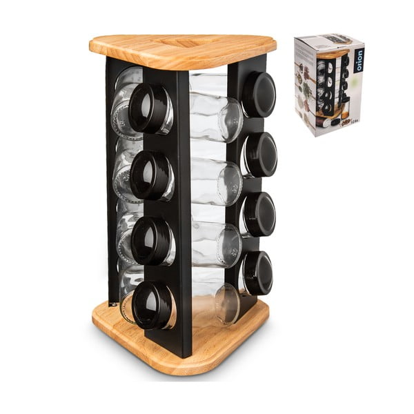 Fűszertartó készlet 12 db-os állvánnyal Black – Orion-image-1