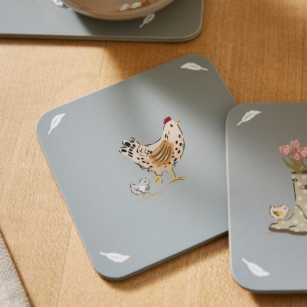 Szürke parafa poháralátét szett 4 db-os Hen House Lane – Cooksmart ®-image-3