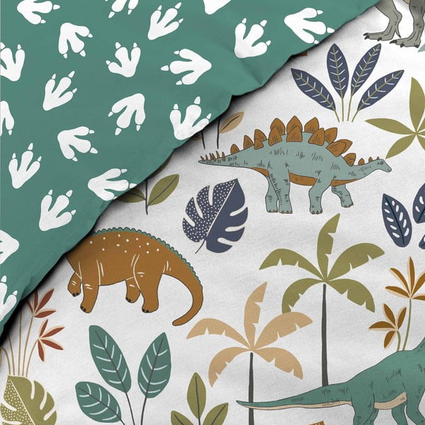 Fehér-zöld egyszemélyes pamut gyerek ágyneműhuzat 140x200 cm Dina – douceur d'intérieur-image-2