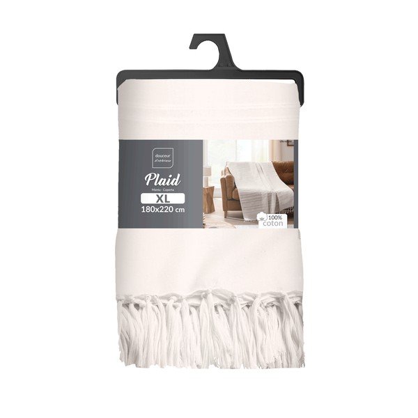 Krémszínű pamut ágytakaró 125x150 cm Lilia – douceur d'intérieur-image-2