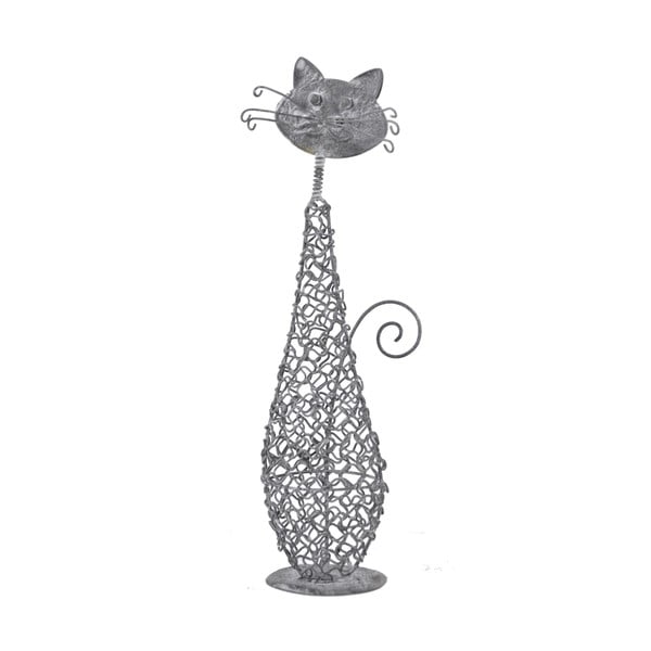 Macska formájú szürke drót dekoráció, magasság 26 cm - Ego Dekor