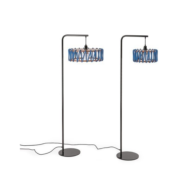 Macaron állólámpa fekete konstrukcióval és nagy kék lámpabúrával - EMKO-image-3