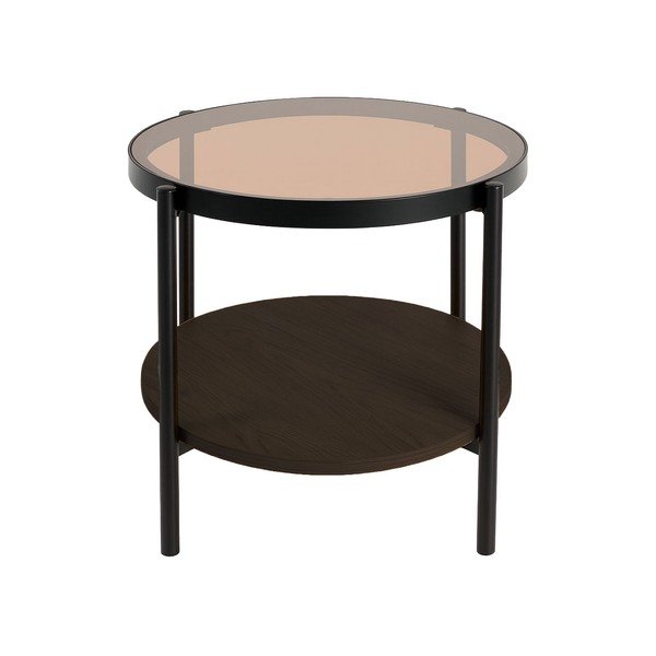 Kerek tárolóasztal üveg asztallappal ø 48 cm Hassel – Unique Furniture
