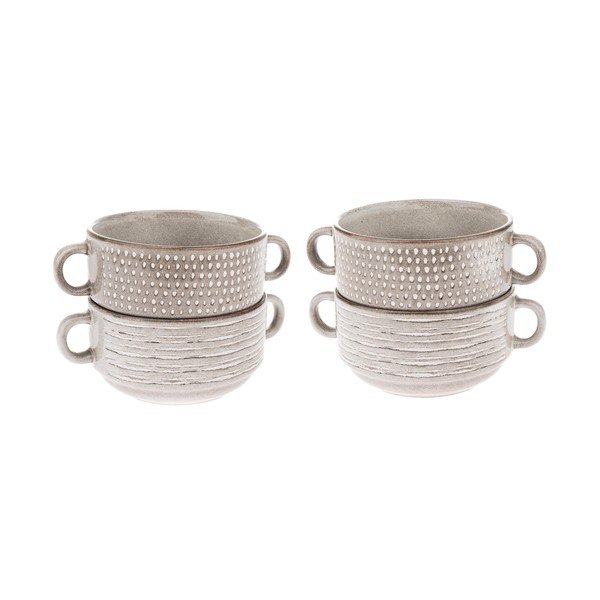 Világosbarna kerámia leveses tálka szett 4 db-os 470 ml – Dakls