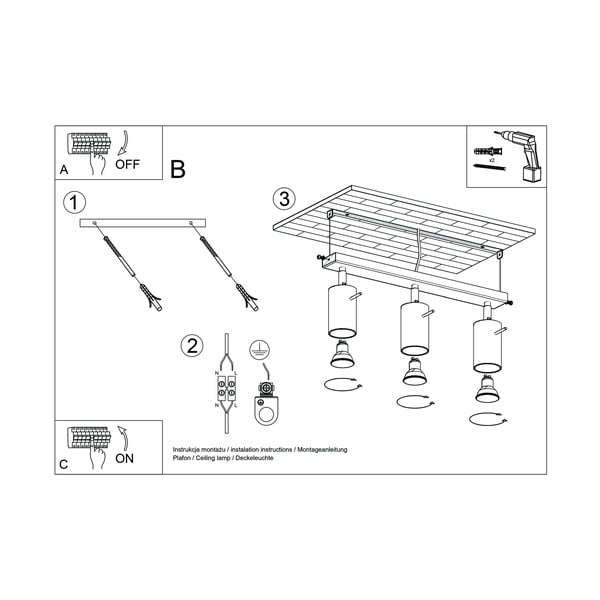 Etna szürke mennyezeti lámpa, hosszúság 45 cm - Sollux-image-4