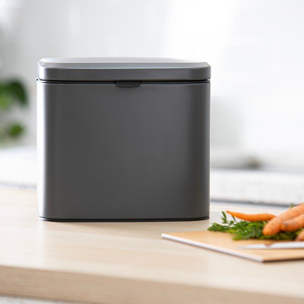 Sötétszürke komposztálható hulladék gyűjtő 4 l Essentials – Ladelle-image-4