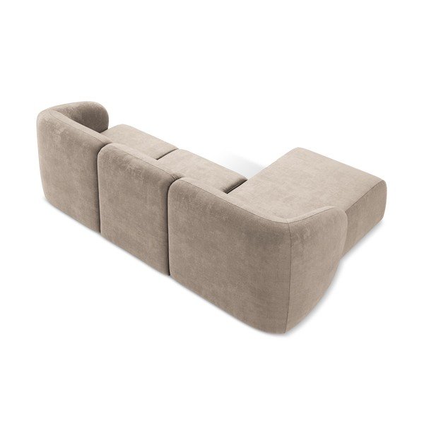 Világosbarna zsenília sarokkanapé (bal oldali-heverő résszel) Lani – Makamii-image-3