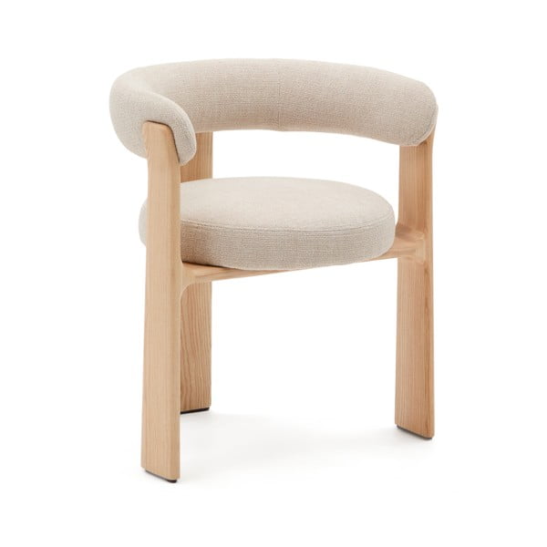 Bézs-natúr színű kőrisfa karfás étkezőfotel Granite – Kave Home