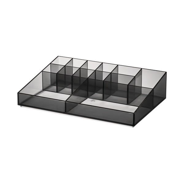 Matt fekete újrahasznosított műanyag fürdőszobai rendszerező kozmetikumokhoz Cosmetic Station – iDesign-image-2