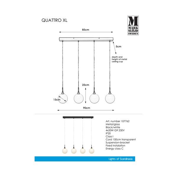 Quattro XL Pendant Black 4L fekete függőlámpa - Markslöjd-image-2