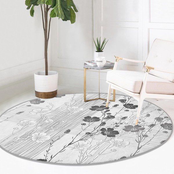 Szürke mosható-robotporszívóval tisztítható kerek szőnyeg ø 80 cm Comfort – Mila Home-image-2