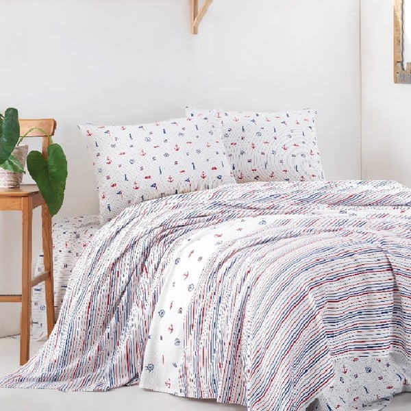 Pattern egyszemélyes pamut ágytakaró, lepedővel és párnahuzattal, 160 x 220 cm