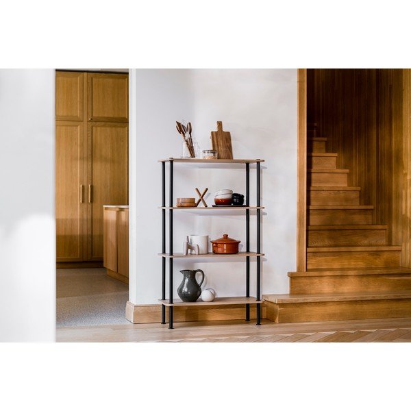 Kék polcos állvány tölgyfa dekorral 80x127x35 cm Teidi – noo.ma-image-1