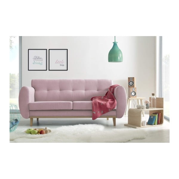 Viking világos rózsaszín kétszemélyes kanapé - Bobochic Paris