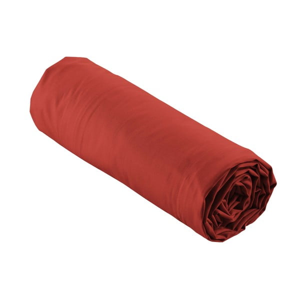 Téglavörös gumis pamut-perkál lepedő 180x200 cm Percaline – douceur d'intérieur-image-4