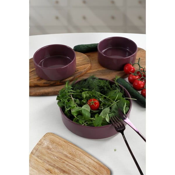 3 db-os lila kerámia tálka szett, ø 21 cm - My Ceramic-image-1