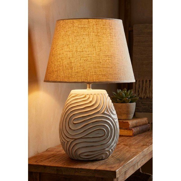 Krémszínű poligyanta asztali lámpa textil búrával (magasság 55 cm) Oblix – Mauro Ferretti-image-1
