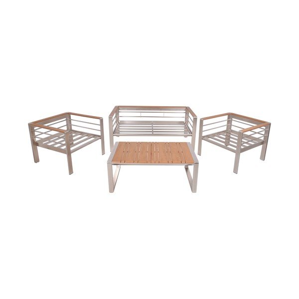 Szürke fém négyszemélyes kerti lounge szett Florence – Garden Pleasure-image-3