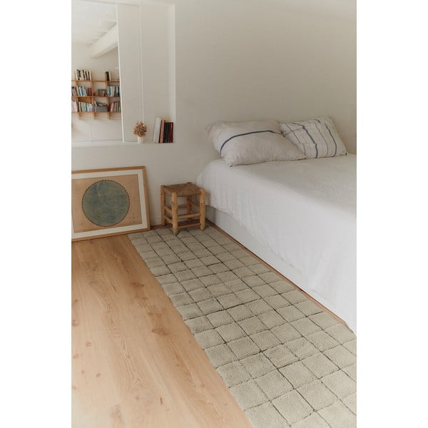 Bézs kézi szövésű gyapjú futószőnyeg 80x230 cm Mosaic Sandstone – Lorena Canals-image-1