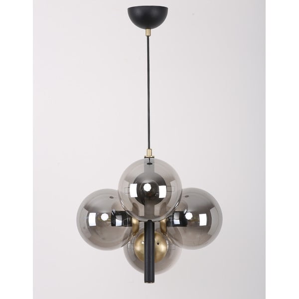 Fekete-szürke függőlámpa üveg búrával ø 15 cm Forte – Squid Lighting-image-3