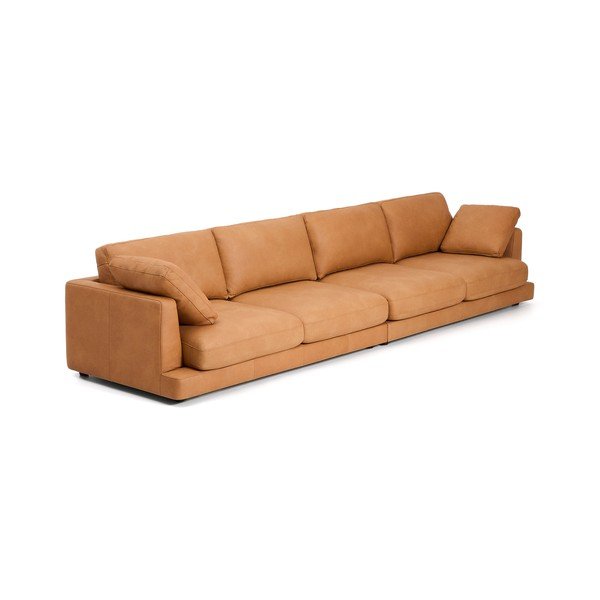 Barna bőr kanapé 390 cm Gala – Kave Home